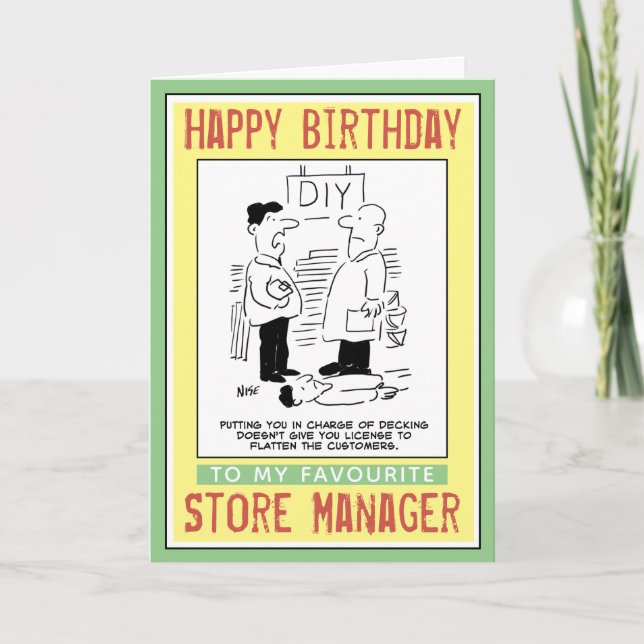 Carte Joyeux anniversaire à un gérant de magasin. (Devant)