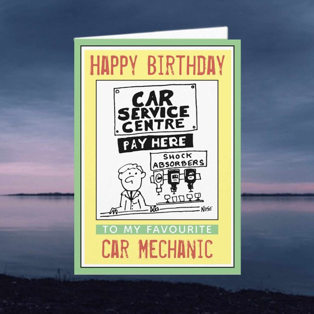 Carte Joyeux anniversaire à un mécanicien automobile (Créateur téléchargé)