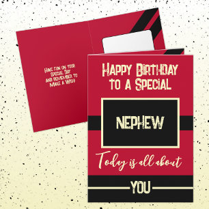 Carte Joyeux anniversaire à un neveu spécial rouge noir