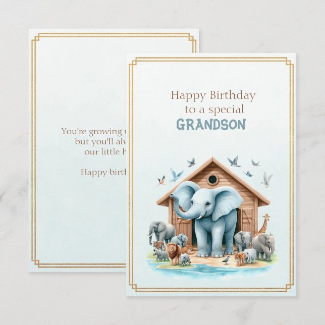 Carte Joyeux Anniversaire à un Petit-Fils Spécial  (Devant / Derrière)