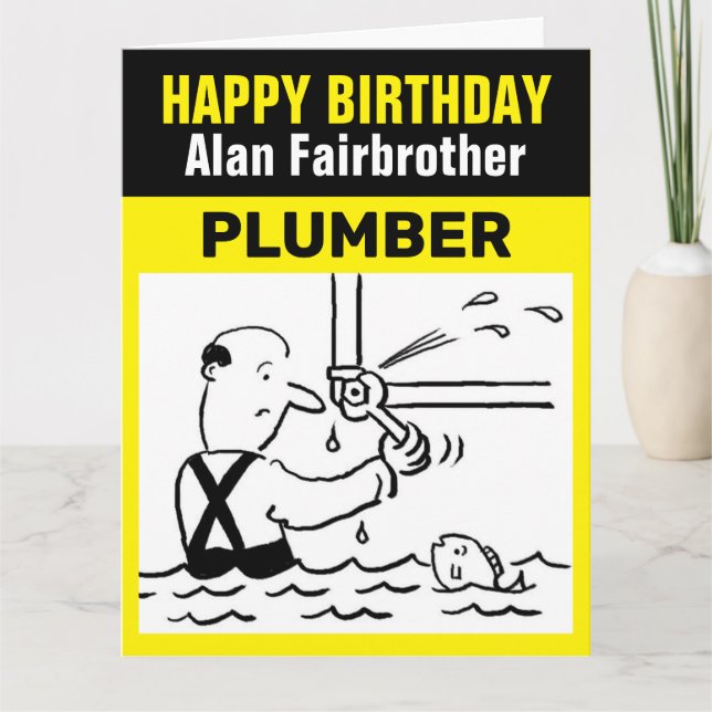 Carte Joyeux Anniversaire à un Plombier (Devant)