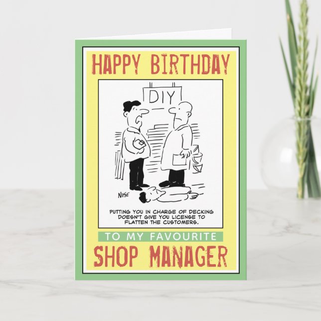 Carte Joyeux anniversaire à un responsable de magasin. (Devant)