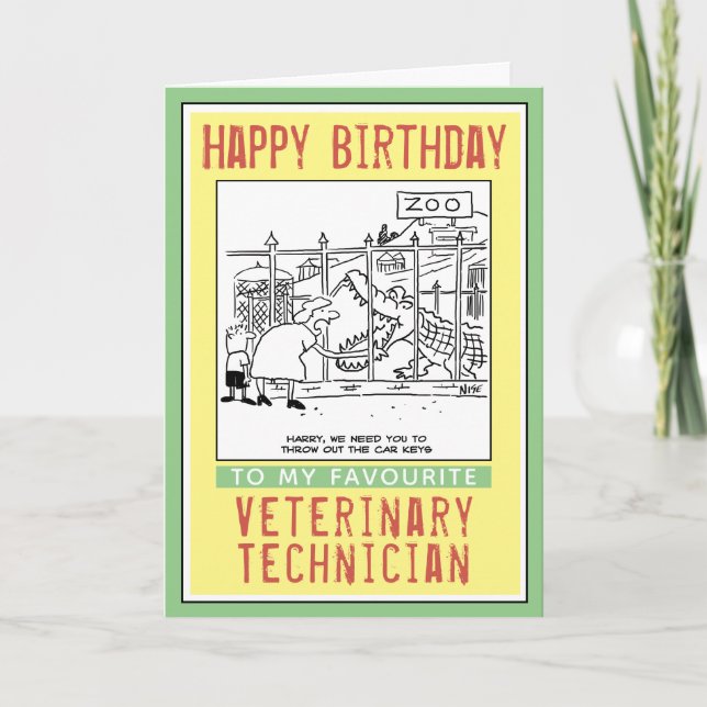 Carte Joyeux anniversaire à un technicien vétérinaire. (Devant)