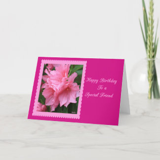 Carte Joyeux anniversaire à une azalée spéciale de rose