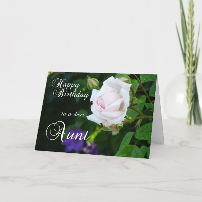 Carte Joyeux anniversaire à une chère Tante Rose Rose (Devant)