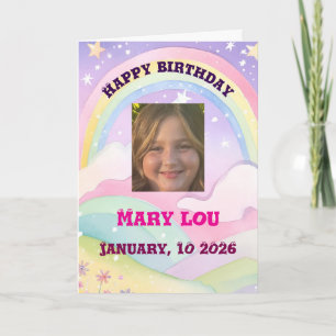 Carte Joyeux anniversaire à une jeune fille à colorier