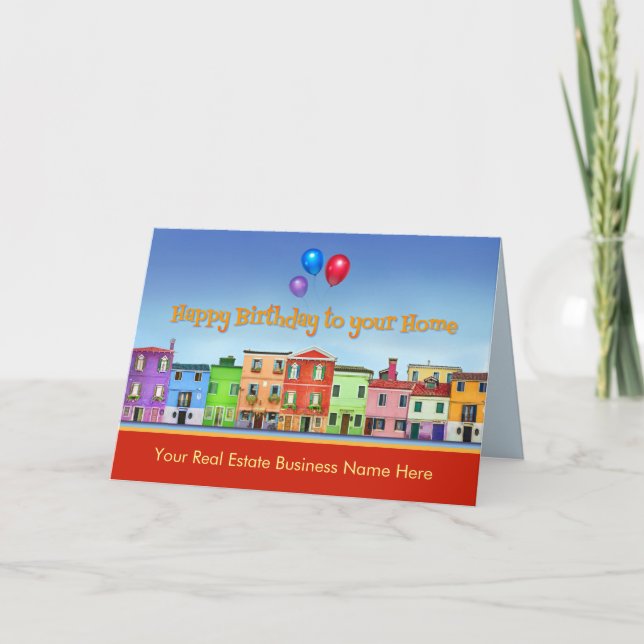 Carte Joyeux anniversaire à votre maison de Realtor (Devant)