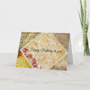 Carte Joyeux anniversaire à vous Vintage feuille de musi