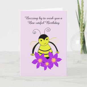 Carte Joyeux Anniversaire Abeille Bourdonnante Mignonne