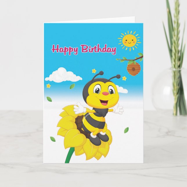 Carte Joyeux Anniversaire Abeille Pour Enfants (Devant)