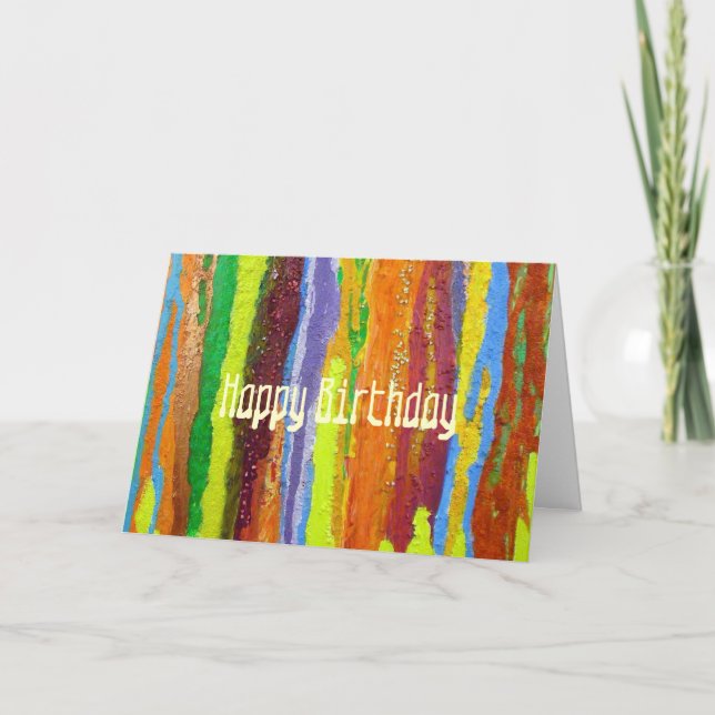 Carte Joyeux Anniversaire Abstrait Art rainbow rayures p (Devant)