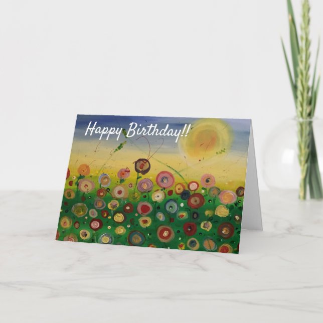 Carte Joyeux anniversaire Abstrait champ de pavot (Devant)