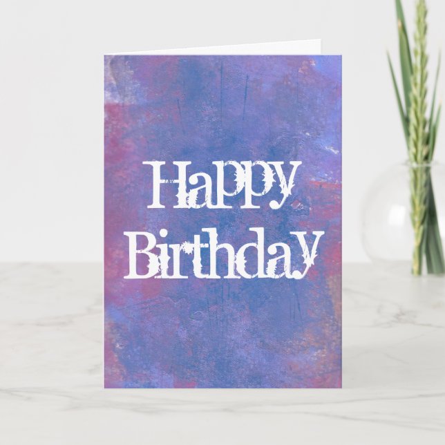 Carte Joyeux anniversaire Abstrait en bleu, violet et ro (Devant)
