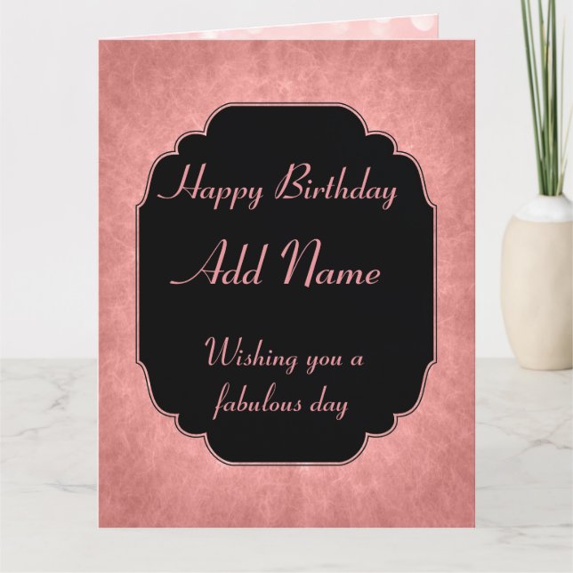 Carte Joyeux Anniversaire Add Name rose moderne élégant (Devant)