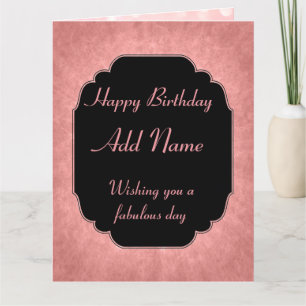 Carte Joyeux Anniversaire Add Name rose moderne élégant