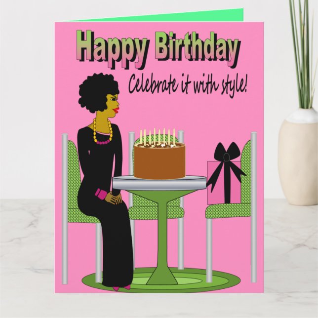 Carte Joyeux Anniversaire Africain Américain Lady Annive (Devant)