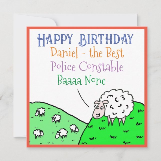 Carte Joyeux Anniversaire Agent de Police Drôle (Devant)