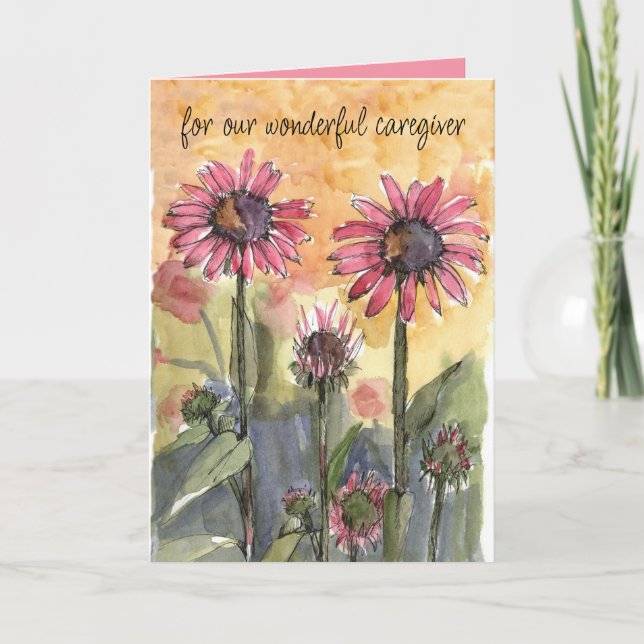 Carte Joyeux Anniversaire Aide-soignant Jardin des fleur (Devant)