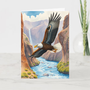 Carte Joyeux anniversaire   Aigle survolant le canyon