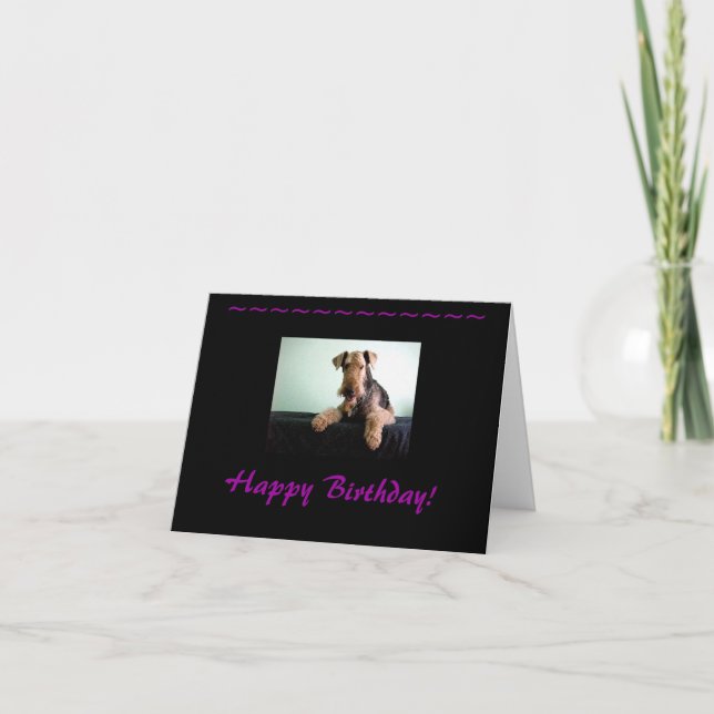 Carte Joyeux anniversaire Airedale Terrier (Devant)