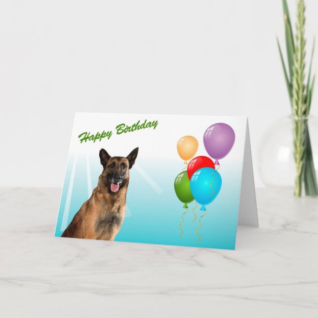 Carte Joyeux Anniversaire Allemand Berger Chien Chien Pu (Devant)