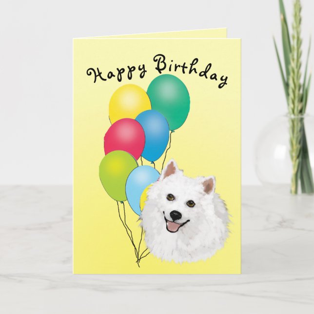 Carte Joyeux anniversaire américain de chien esquimau (Devant)