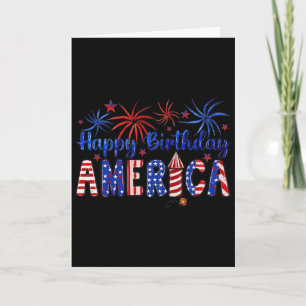 Carte Joyeux Anniversaire Amérique Feu d'Artifice Drapea