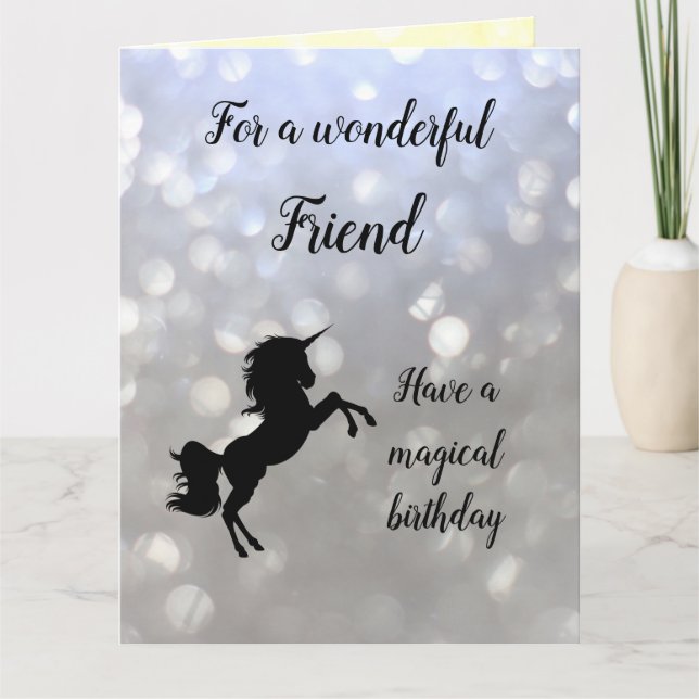 Carte Joyeux anniversaire Ami design Unicorn (Devant)