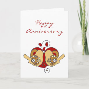 Carte Joyeux Anniversaire Amoureux avec Cœur Floral