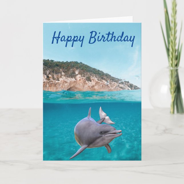 Carte Joyeux Anniversaire Amoureux des Dauphins  (Devant)