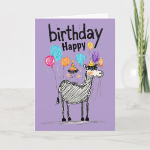 Carte Joyeux Anniversaire amusant avec de mignons chevau
