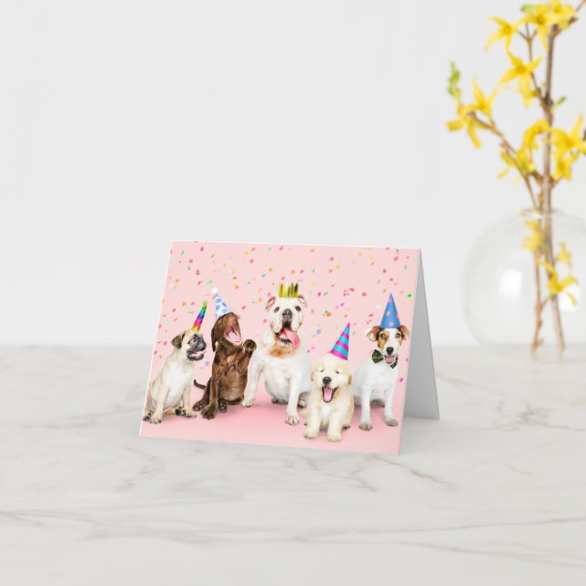 Carte Joyeux Anniversaire Animal de Fête (Fleur jaune)