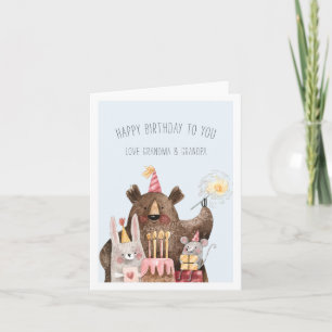 Carte Joyeux anniversaire   Animaux de fête pour enfants
