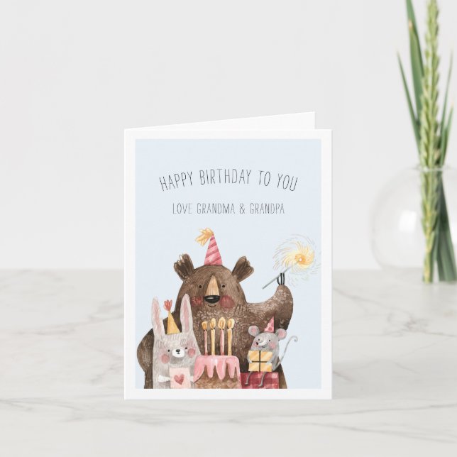 Carte Joyeux anniversaire | Animaux de fête pour enfants (Devant)