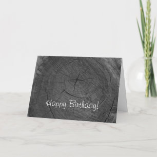 Carte Joyeux anniversaire anneaux d'arbre noir et blanc
