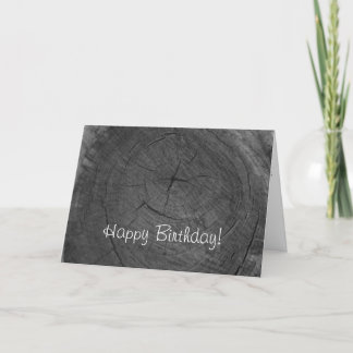 Carte Joyeux anniversaire anneaux d'arbre noir et blanc