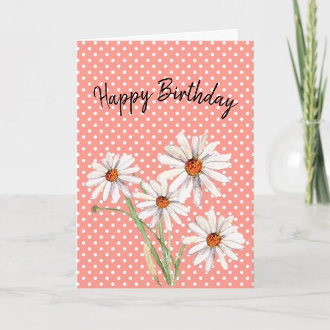 Carte Joyeux anniversaire aquarelle marguerite (Devant)