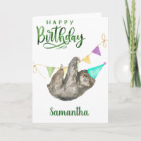 Joyeux anniversaire aquarelle mignonne Sloth