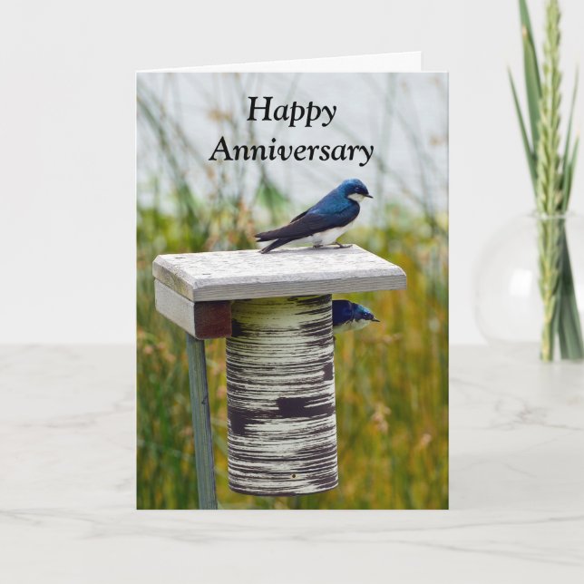 Carte Joyeux Anniversaire Arbre Swallow Couple (Devant)