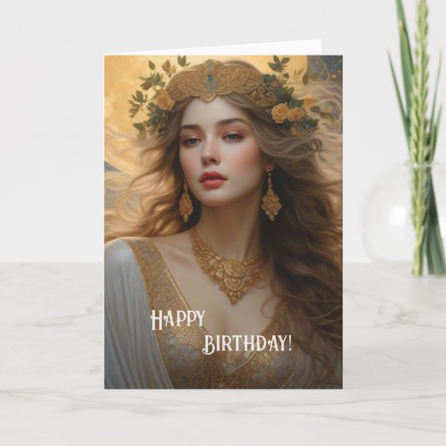 Carte Joyeux anniversaire Art Nouveau Beauté N° 4 (Devant)