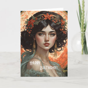 Carte Joyeux anniversaire Art Nouveau Beauté No.1