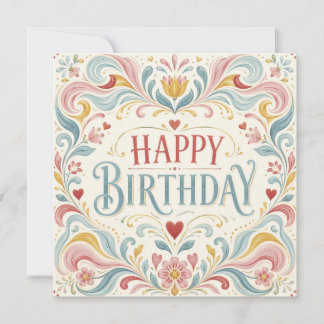 Carte Joyeux Anniversaire Art Populaire Scandinave Tourb