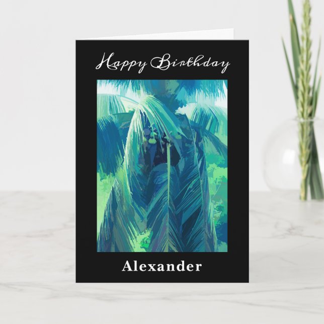 Carte Joyeux anniversaire Artsy moderne arbres tropicaux (Devant)
