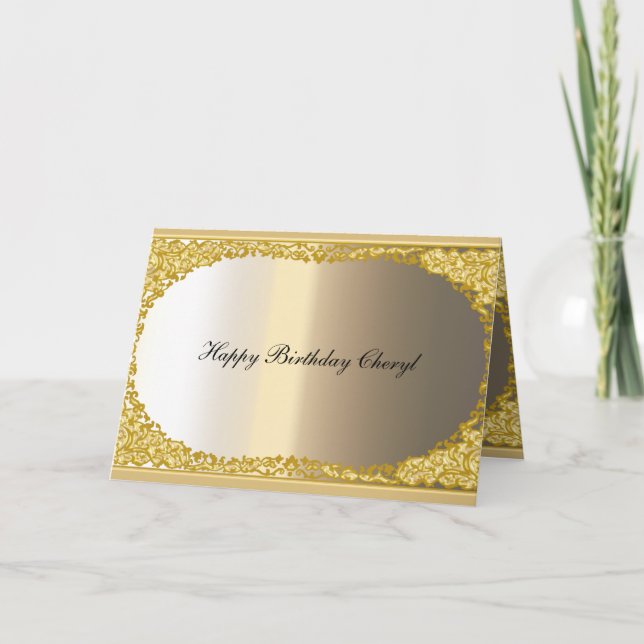 Carte Joyeux Anniversaire aspect Or et Métal (Devant)