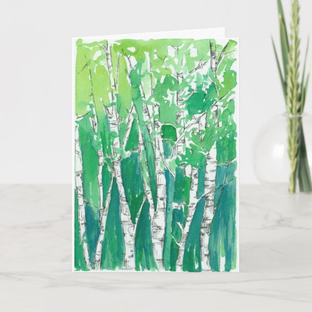 Carte Joyeux Anniversaire Aspen Trees Emerald Green (Devant)