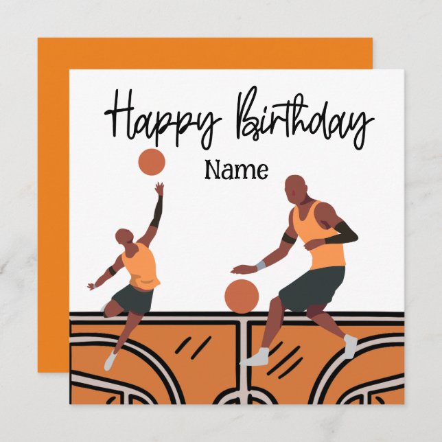 Carte Joyeux anniversaire au basket-ball avec le joueur (Devant / Derrière)
