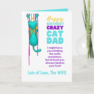 Carte Joyeux anniversaire au PÈRE CHAT de la part de la 