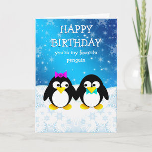 Carte Joyeux anniversaire au pingouin