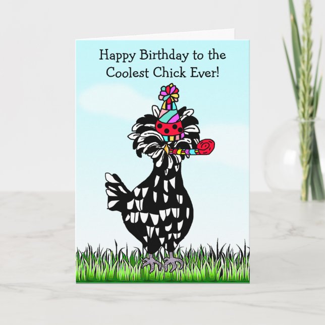 Carte Joyeux anniversaire au plus frais des poussins (Devant)