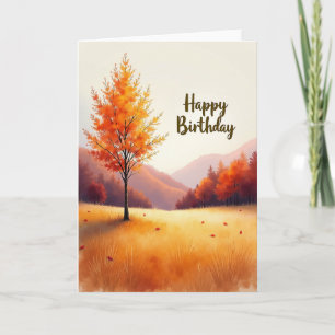 Carte Joyeux Anniversaire Automne Doré